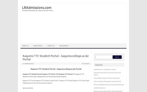 Kagumo TTC Student Portal - kagumocollege.ac.ke Portal