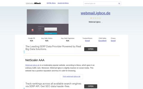 Webmail.igbce.de website. NetScaler AAA.