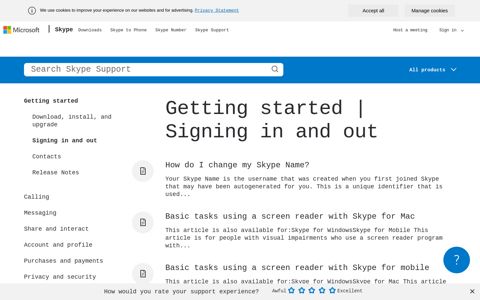 Getting started | Signing in and out | Skype Support