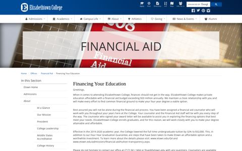 Financial Aid - Elizabethtown College
