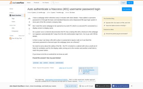 Auto authenticate a htaccess (401) username password login ...