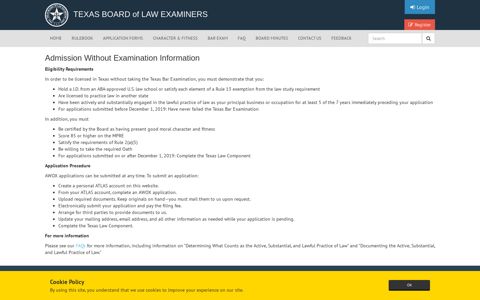 Admission Without ... - Texas Board of Law Examiners