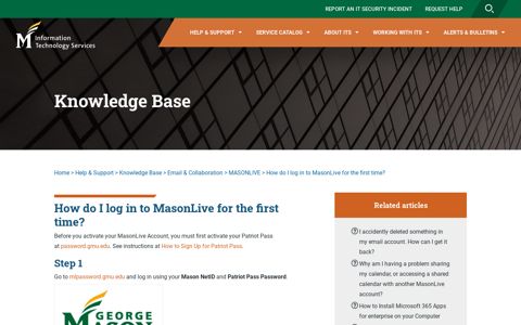 How do I log in to MasonLive for the first time? - Information ...