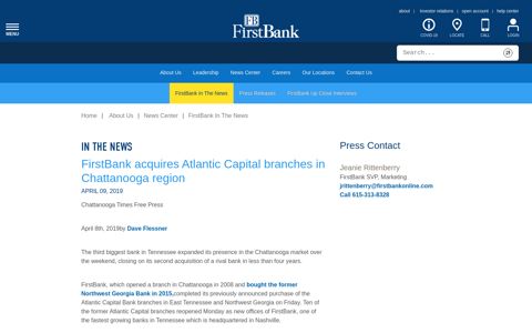 FirstBank acquires Atlantic Capital branches in Chattanooga ...