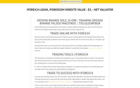 Iforex24 Login, Trading Tools