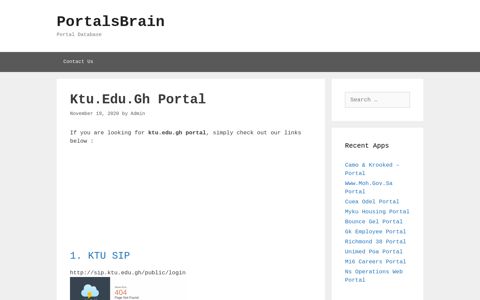 Ktu.Edu.Gh - Ktu Sip - PortalsBrain - Portal Database