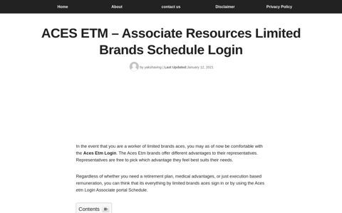 ACES ETM - Associate Resources Limited Brands Schedule ...