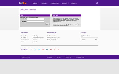 Email/Online Label | Login - FedEx