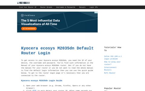 Kyocera ecosys M2035dn - Default login IP, default username ...