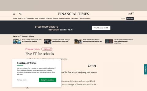 Free FT for schools | Financial Times