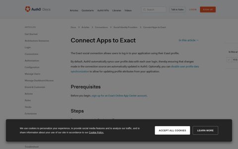 Connect Apps to Exact - Auth0