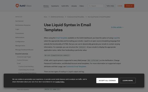Use Liquid Syntax in Email Templates - Auth0