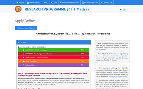 Apply Online | Research Programme @ IIT Madras