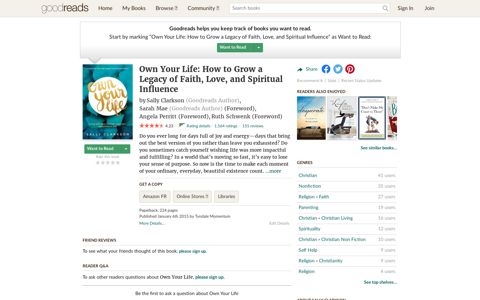Own Your Life: How to Grow a Legacy of Faith, Love, and ...
