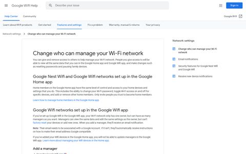 Change who can manage your Wi-Fi network - Google Wifi Help