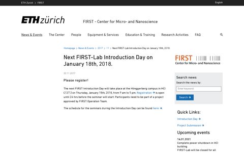 Next FIRST-Lab Introduction Day on January 18th, 2018 ...