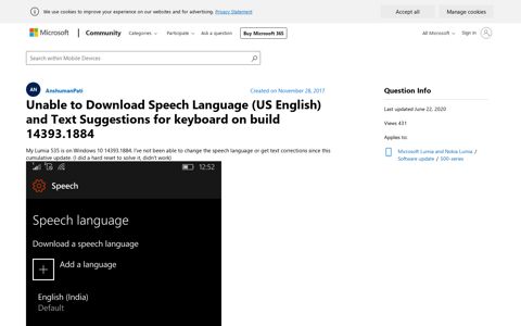 Unable to Download Speech Language (US English) and Text ...