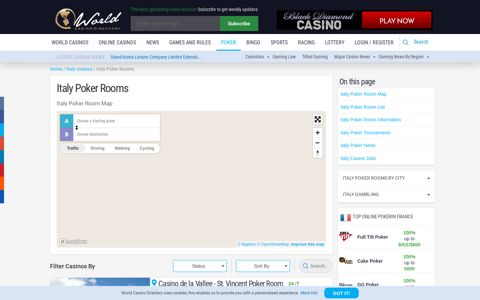 Italy poker rooms - World Casino Directory