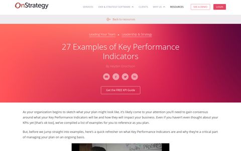 27 Examples of Key Performance Indicators | OnStrategy ...