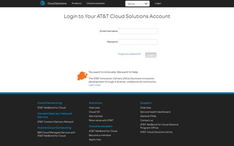 Login to Your AT&T Cloud Solutions Account