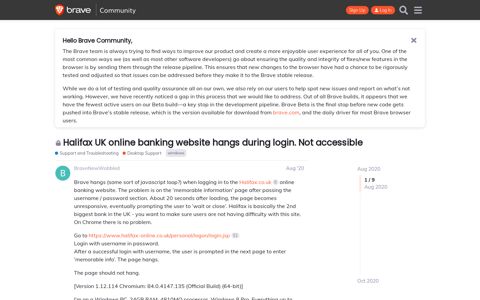 Halifax UK online banking website hangs during login. Not ...