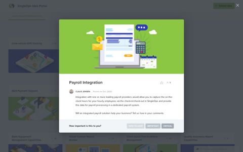 Payroll Integration - SingleOps Idea Portal | Product Roadmap