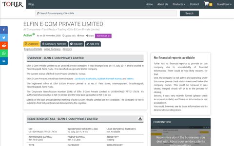 ELFIN E-COM PRIVATE LIMITED - Company Profile, Directors ...