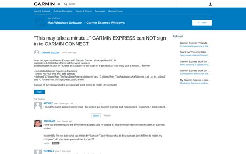 "This may take a minute..." GARMIN EXPRESS can NOT sign ...