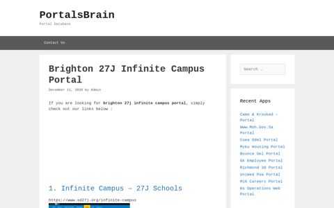 Brighton 27J Infinite Campus - PortalsBrain - Portal Database