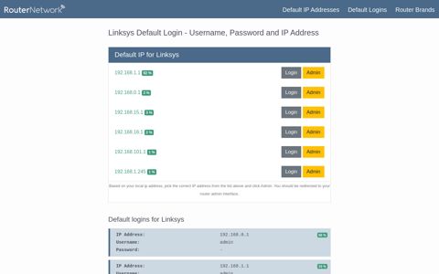 Linksys Router Login and Password - Router Network