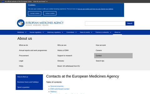 Contacts at the European Medicines Agency
