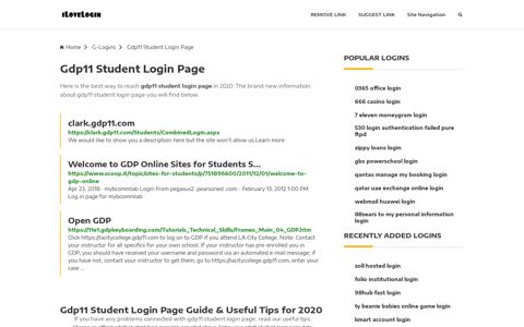 Gdp11 Student Login Page ❤️ One Click Access - iLoveLogin