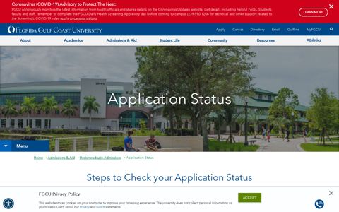 Application Status - Florida Gulf Coast University