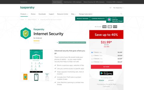 Save 40% on Mobile Security for Android 2021 ... - Kaspersky
