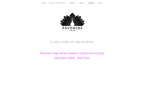 Class Sign-Up (Required) – Pavonine Yoga