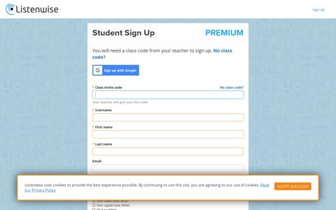Students Sign Up - Listenwise