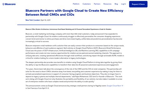Bluecore Partners with Google Cloud to Create New Efficiency ...
