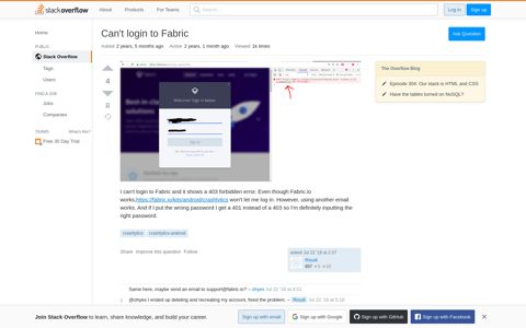 Can't login to Fabric - Stack Overflow