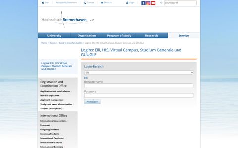 Logins: Elli, HIS, Virtual Campus, Studium Generale und ...