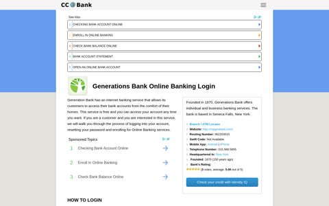 Generations Bank Online Banking Login - CC Bank