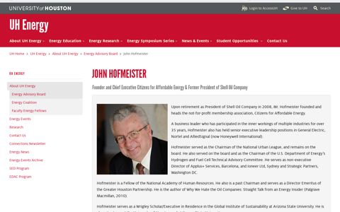 John Hofmeister - University of Houston