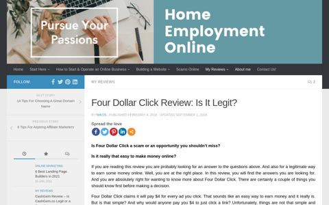 Four Dollar Click Review: Is It Legit? - Home Employment Online