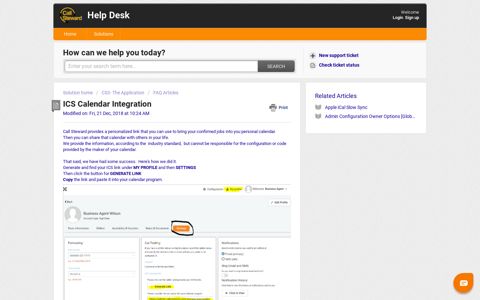 ICS Calendar Integration : Help Desk