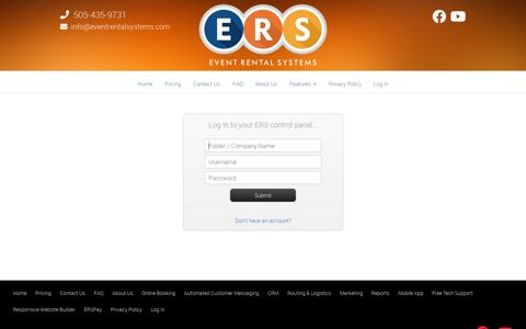 Log In to your ERS control panel... - Tent Rental Systems
