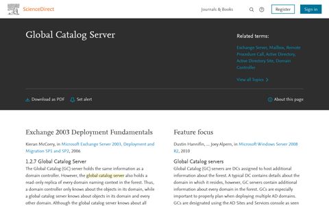Global Catalog Server - an overview | ScienceDirect Topics