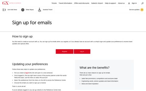 Sign up for emails | Gatwick Express