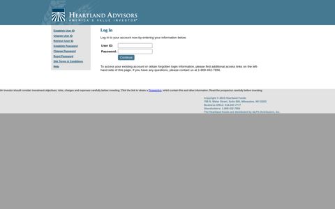 Heartland Funds – Account Selection