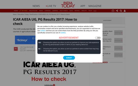 ICAR AIEEA UG, PG Results 2017: How to check - Education ...