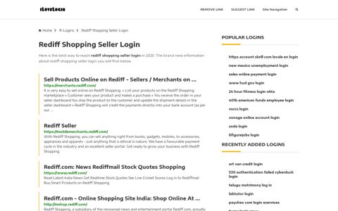 Rediff Shopping Seller Login ❤️ One Click Access - iLoveLogin