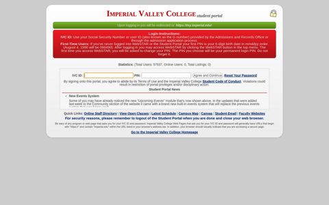 Imperial Valley College Student Portal: Login
